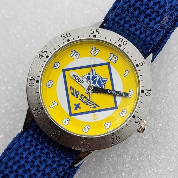 Cub Scouts Cubscouts Blue Gold 32mm Quartz Velcro Time Teller Watch Band Vintage